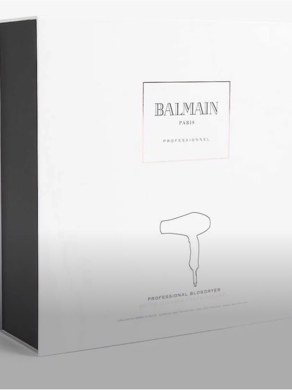 Balmain White and Black Professional Blowdryer Packaging